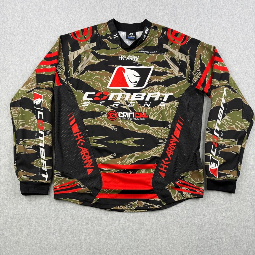 HK Army Paintball Jersey Mens Large Camo Combat Strong 420 Stricklysensi Tiger